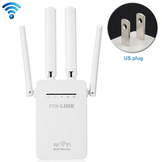 Wireless Smart WiFi Router Repeater with 4 WiFi Antennas, Plug Specification:US Plug(White) by buy2fix