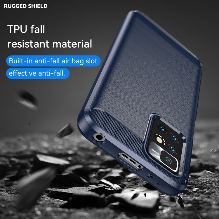 For Xiaomi Redmi Note 11 Brushed Texture Carbon Fiber TPU Phone Case(Blue) by buy2fix