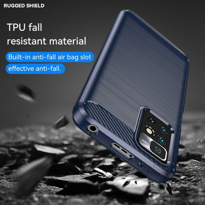 For Xiaomi Redmi Note 11 Brushed Texture Carbon Fiber TPU Phone Case(Blue) by buy2fix