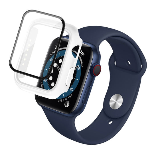 IMAK Shockproof PC Protective Case with Tempered Glass Film For Apple Watch Series 6 & SE & 5 & 4 44mm(White)