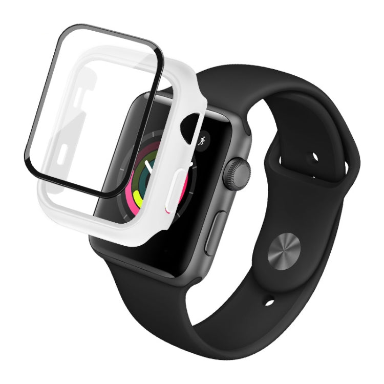IMAK Shockproof PC Protective Case with Tempered Glass Film For Apple Watch Series 3 & 2 & 1 42mm(White) - Watch Cases by imak | Online Shopping UK | buy2fix