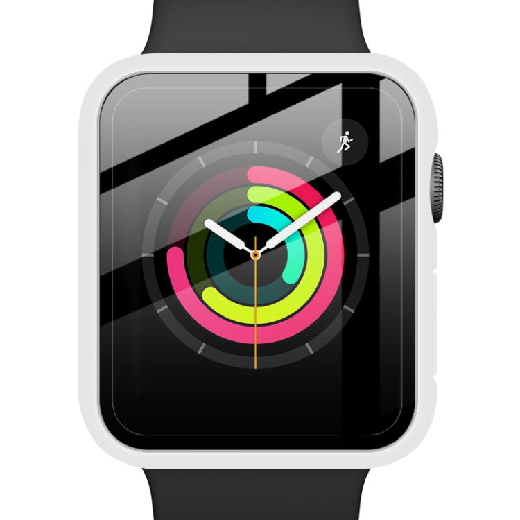 IMAK Shockproof PC Protective Case with Tempered Glass Film For Apple Watch Series 3 & 2 & 1 42mm(White) - Watch Cases by imak | Online Shopping UK | buy2fix