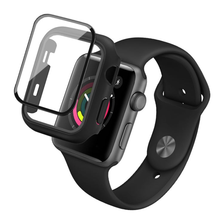 IMAK Shockproof PC Protective Case with Tempered Glass Film For Apple Watch Series 3 & 2 & 1 42mm(Black) - Watch Cases by imak | Online Shopping UK | buy2fix