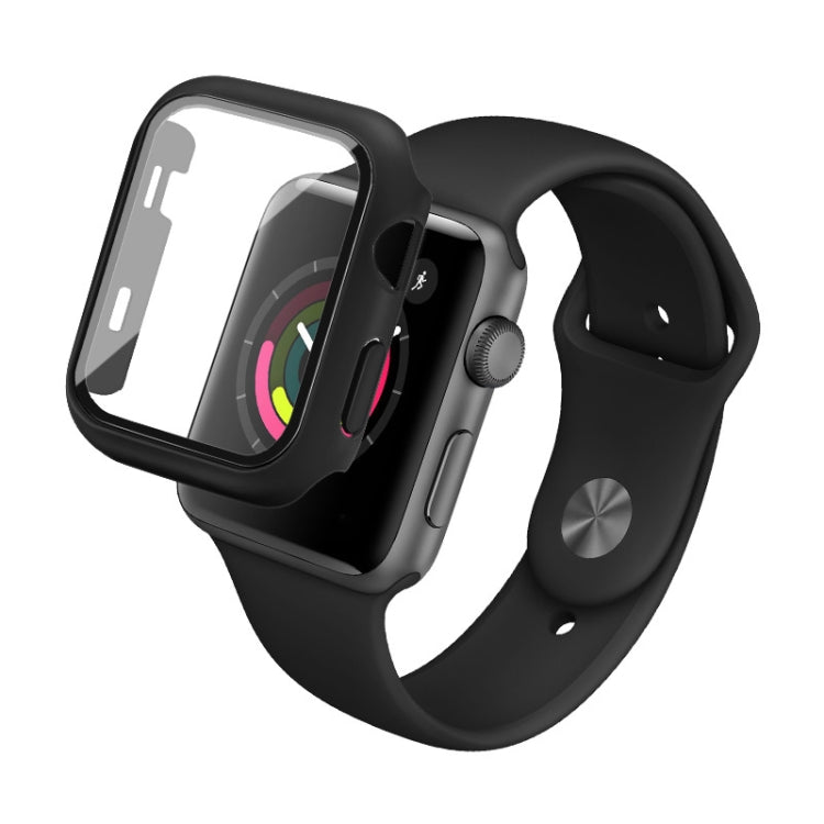 IMAK Shockproof PC Protective Case with Tempered Glass Film For Apple Watch Series 3 & 2 & 1 42mm(Black) - Watch Cases by imak | Online Shopping UK | buy2fix