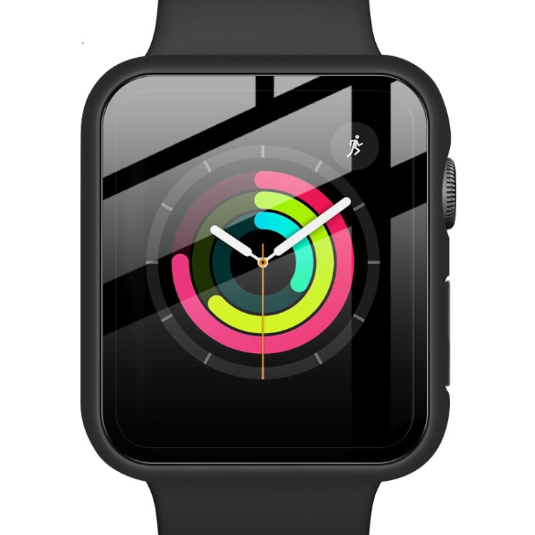 IMAK Shockproof PC Protective Case with Tempered Glass Film For Apple Watch Series 3 & 2 & 1 42mm(Black) - Watch Cases by imak | Online Shopping UK | buy2fix