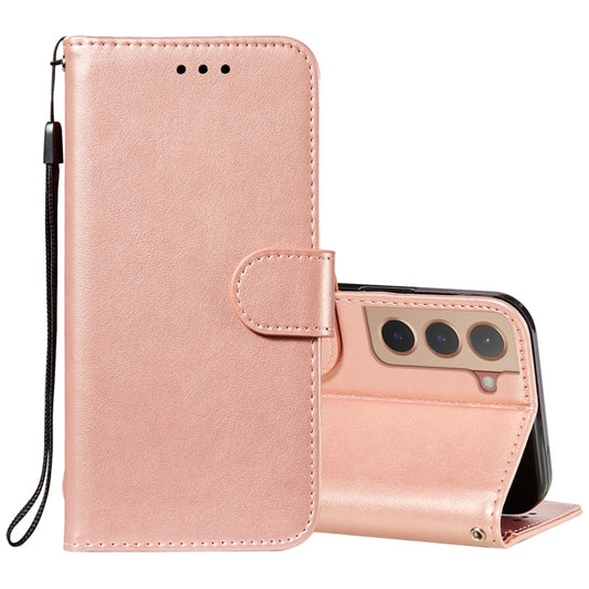 For Samsung Galaxy S22 5G Solid Color Leather Phone Case with Holder & Card Slots & Wallet & Lanyard(Rose Gold) - Galaxy S22 5G Cases by buy2fix | Online Shopping UK | buy2fix