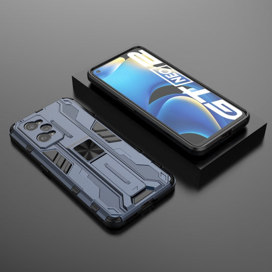 For OPPO Realme GT Neo2 5G Supersonic PC + TPU Shock-proof Phone Case with Holder(Blue) - Realme Cases by buy2fix | Online Shopping UK | buy2fix