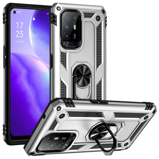 For OPPO Reno5 Z Shockproof TPU + PC Phone Protective Case with 360 Degree Rotating Holder(Silver) - OPPO Cases by buy2fix | Online Shopping UK | buy2fix