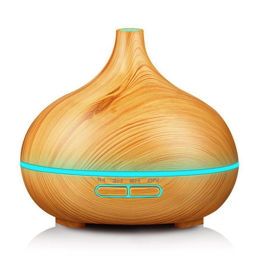 USB 400ml Wood Texture Fragrance Machine Pointed Mouth Humidifier Automatic Alcohol Sprayer with Colorful LED Light & Remote Control(Khaki) - Air Purifiers & Accessories by buy2fix | Online Shopping UK | buy2fix