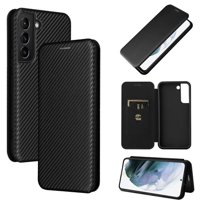 For Samsung Galaxy S22 Carbon Fiber Texture Horizontal Flip Leather Phone Case(Black) - Galaxy S22 5G Cases by buy2fix | Online Shopping UK | buy2fix