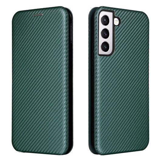 For Samsung Galaxy S22+ Carbon Fiber Texture Horizontal Flip Leather Phone Case(Green) - Galaxy S22+ 5G Cases by buy2fix | Online Shopping UK | buy2fix