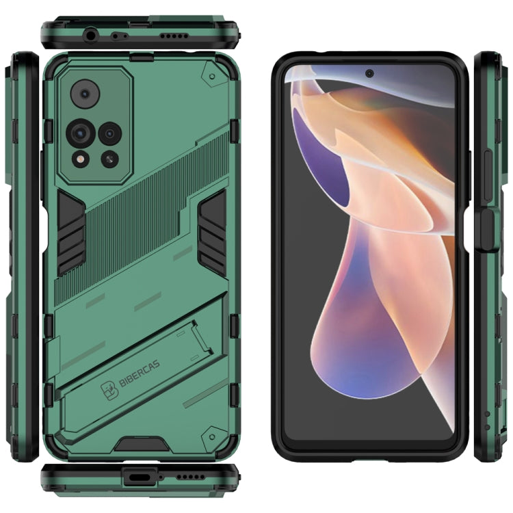 For Xiaomi Redmi Note 11 Pro / Note 11 Pro+ Punk Armor 2 in 1 PC + TPU Shockproof Phone Case with Invisible Holder(Green) by buy2fix
