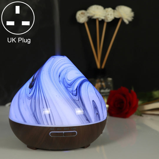 400ml Volcano Shape Humidifier Glass Aromatherapy Machine Automatic Alcohol Sprayer, Plug Specification:UK Plug(Coffee)