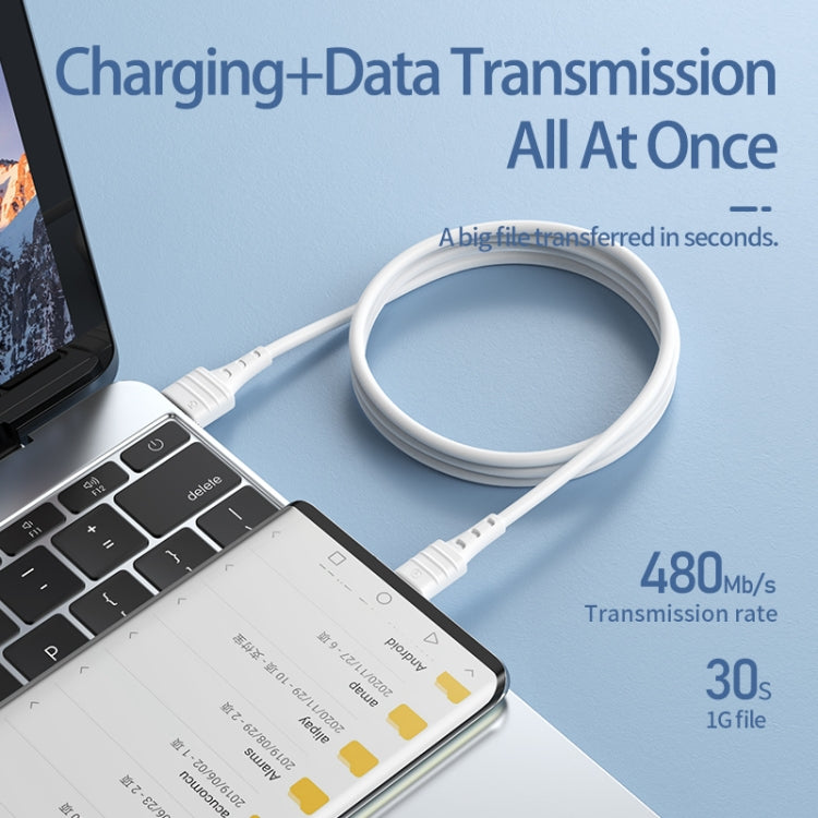 REMAX RC-179a 2.4A Type-C / USB-C High Elastic TPE Fast Charging Data Cable, Length: 1m(White) - USB-C & Type-C Cable by REMAX | Online Shopping UK | buy2fix
