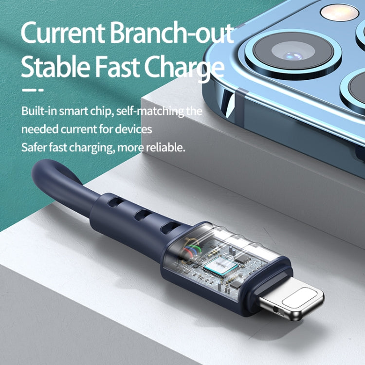REMAX RC-179i 2.4A 8 Pin High Elastic TPE Fast Charging Data Cable, Length: 1m(Blue) - Normal Style Cable by REMAX | Online Shopping UK | buy2fix