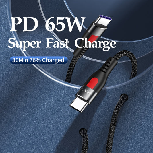 REMAX RC-195 Lesu Series PD 65W USB-C / Type-C to USB-C / Type-C Fast Charging Data Cable, Cable Length: 1m(Black) - USB-C & Type-C Cable by REMAX | Online Shopping UK | buy2fix