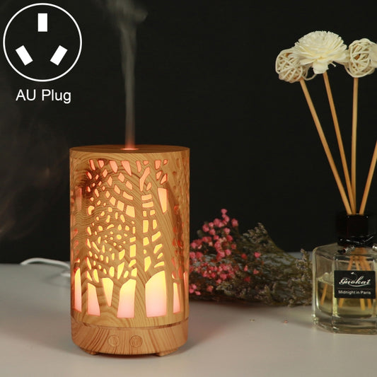 200ml Hollow-out Forest Pattern Wooden Essential Oil Aromatherapy Machine Ultrasonic Humidifier Automatic Alcohol Sprayer, Plug Specification:AU Plug(Light Brown-3) - Air Purifiers & Accessories by buy2fix | Online Shopping UK | buy2fix