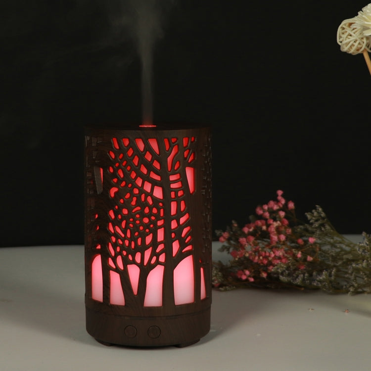 200ml Hollow-out Forest Pattern Wooden Essential Oil Aromatherapy Machine Ultrasonic Humidifier Automatic Alcohol Sprayer, Plug Specification:AU Plug(Dark Brown-3) - Air Purifiers & Accessories by buy2fix | Online Shopping UK | buy2fix