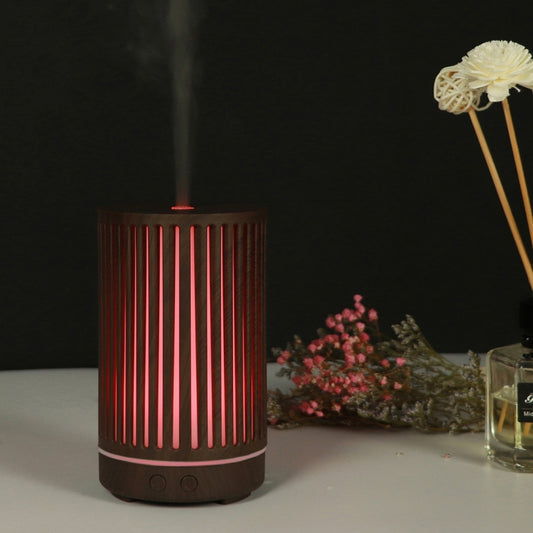 USB 200ml Hollow-out Forest Pattern Wooden Essential Oil Aromatherapy Machine Ultrasonic Humidifier Automatic Alcohol Sprayer(Dark Brown-2) - Air Purifiers & Accessories by buy2fix | Online Shopping UK | buy2fix