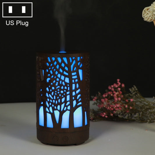 200ml Hollow-out Forest Pattern Wooden Essential Oil Aromatherapy Machine Ultrasonic Humidifier Automatic Alcohol Sprayer, Plug Specification:US Plug(Dark Brown-3) - Air Purifiers & Accessories by buy2fix | Online Shopping UK | buy2fix