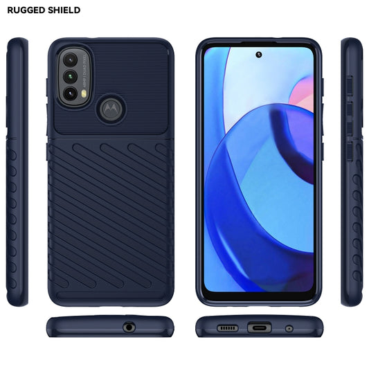 For Motorola Moto E20 / E30 / E40 Thunderbolt Shockproof TPU Soft Phone Case(Blue) - Motorola Cases by buy2fix | Online Shopping UK | buy2fix