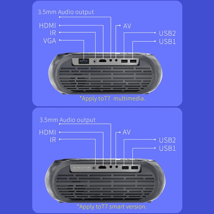 T7 1920x1080P 200 ANSI Portable Home Theater LED HD Digital Projector, Same Screen Version, UK Plug(Black) - LED Projector by buy2fix | Online Shopping UK | buy2fix
