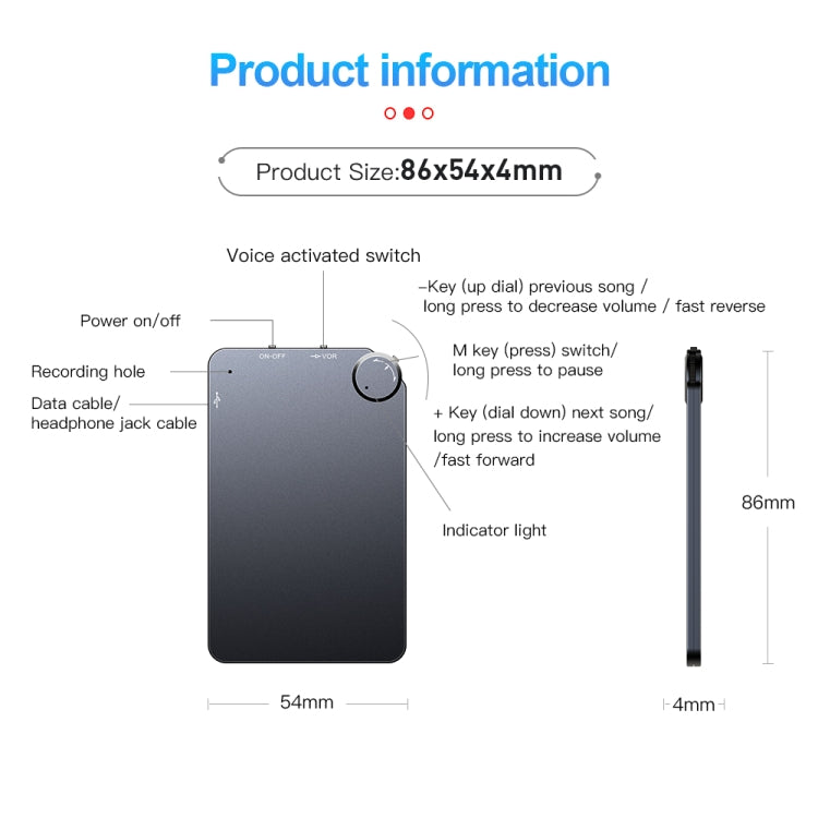 K2 Portable Ultra-thin Card Voice Recorder, Capacity:32GB(Black) - Other Style by buy2fix | Online Shopping UK | buy2fix