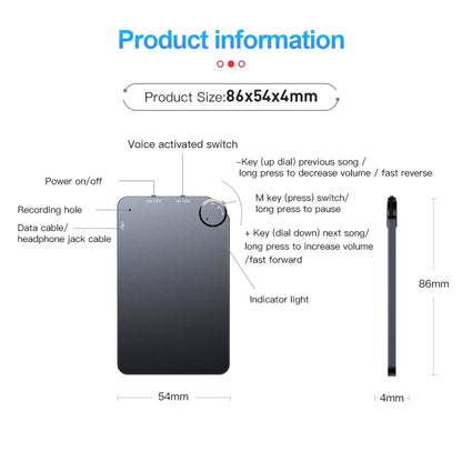 K2 Portable Ultra-thin Card Voice Recorder, Capacity:32GB(Black) - Other Style by buy2fix | Online Shopping UK | buy2fix