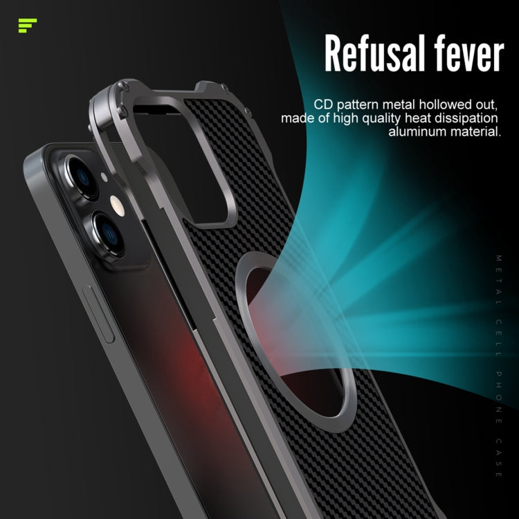 For iPhone 12 Pro Max R-JUST RJ51 Hollow Shockproof Metal Protective Phone Case(Dark Grey) - iPhone 12 Pro Max Cases by R-JUST | Online Shopping UK | buy2fix