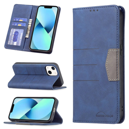 For iPhone 13 mini Magnetic Splicing Leather Phone Case (Blue) - iPhone 13 mini Cases by buy2fix | Online Shopping UK | buy2fix