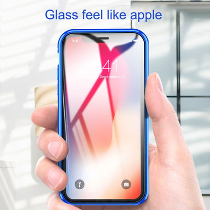 For iPhone XS Max Ultra Slim Double Sides Magnetic Adsorption Angular Frame Tempered Glass Magnet Flip Case(Black) - More iPhone Cases by buy2fix | Online Shopping UK | buy2fix