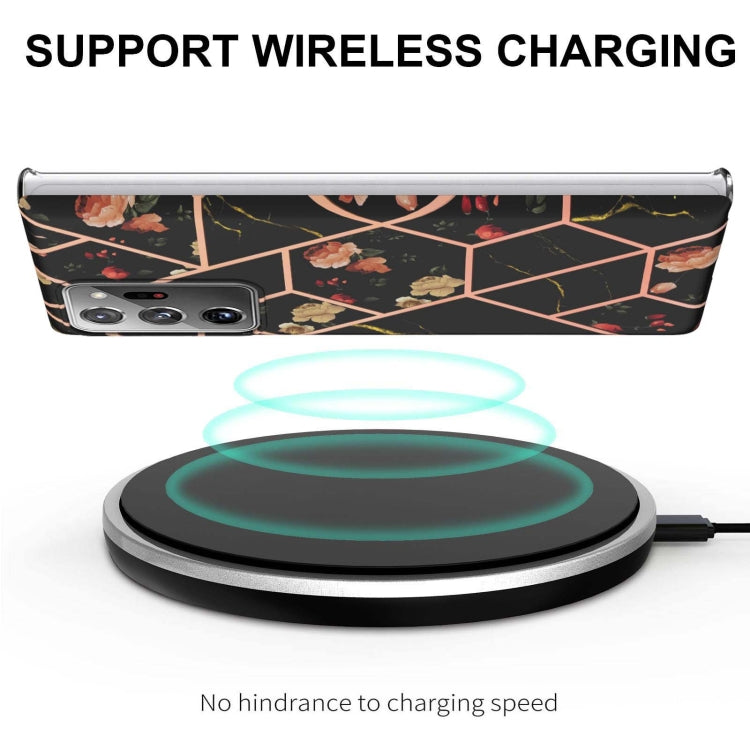 For Samsung Galaxy Note20 Ultra Electroplating Splicing Marble Flower TPU Phone Case(Black Flower) by buy2fix