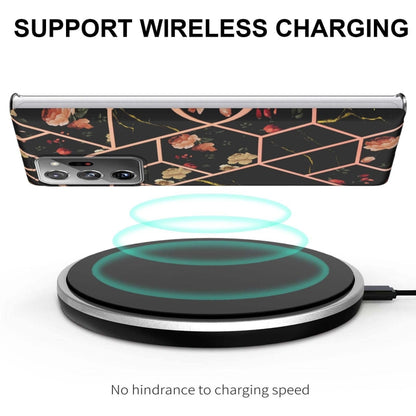 For Samsung Galaxy Note20 Ultra Electroplating Splicing Marble Flower TPU Phone Case(Black Flower) by buy2fix