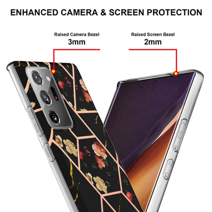 For Samsung Galaxy Note20 Ultra Electroplating Splicing Marble Flower TPU Phone Case(Black Flower) by buy2fix