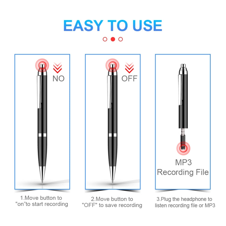 Q90 Intelligent HD Digital Noise Reduction Recording Pen, Capacity:32GB(Black) - Recording Pen by buy2fix | Online Shopping UK | buy2fix