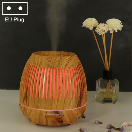 400ml Hollow-out LED Humidifier Wood Grain Air Purifier Aromatherapy Machine Automatic Alcohol Sprayer with Colorful LED Light, Plug Specification:EU Plug(Light Brown) - Air Purifiers & Accessories by buy2fix | Online Shopping UK | buy2fix