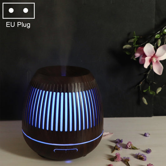 400ml Hollow-out LED Humidifier Wood Grain Air Purifier Aromatherapy Machine Automatic Alcohol Sprayer with Colorful LED Light, Plug Specification:EU Plug(Dark Brown) - Air Purifiers & Accessories by buy2fix | Online Shopping UK | buy2fix