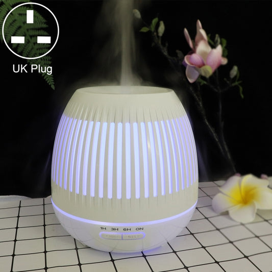 400ml Hollow-out LED Humidifier Wood Grain Air Purifier Aromatherapy Machine Automatic Alcohol Sprayer with Colorful LED Light, Plug Specification:UK Plug(White) - Air Purifiers & Accessories by buy2fix | Online Shopping UK | buy2fix