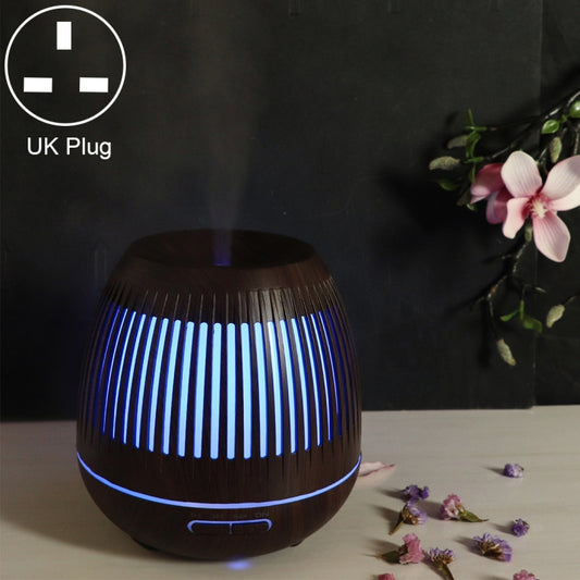 400ml Hollow-out LED Humidifier Wood Grain Air Purifier Aromatherapy Machine Automatic Alcohol Sprayer with Colorful LED Light, Plug Specification:UK Plug(Dark Brown) - Air Purifiers & Accessories by buy2fix | Online Shopping UK | buy2fix