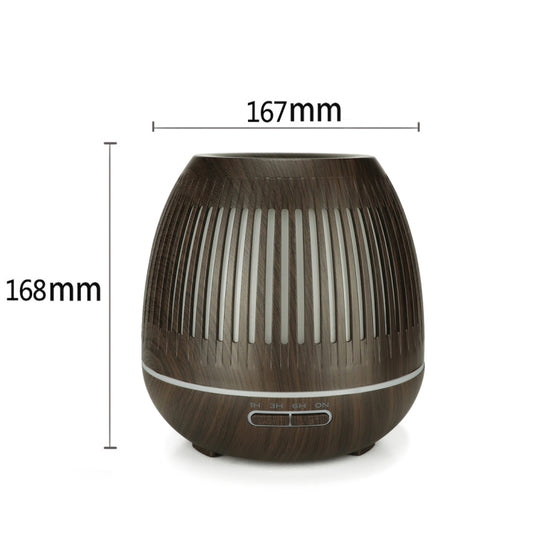 400ml Hollow-out LED Humidifier Wood Grain Air Purifier Aromatherapy Machine Automatic Alcohol Sprayer with Colorful LED Light, Plug Specification:UK Plug(Dark Brown) - Air Purifiers & Accessories by buy2fix | Online Shopping UK | buy2fix