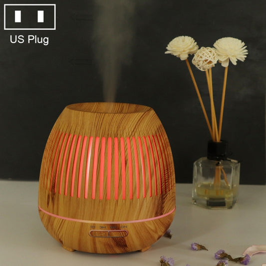 400ml Hollow-out LED Humidifier Wood Grain Air Purifier Aromatherapy Machine Automatic Alcohol Sprayer with Colorful LED Light, Plug Specification:US Plug(Light Brown) - Air Purifiers & Accessories by buy2fix | Online Shopping UK | buy2fix