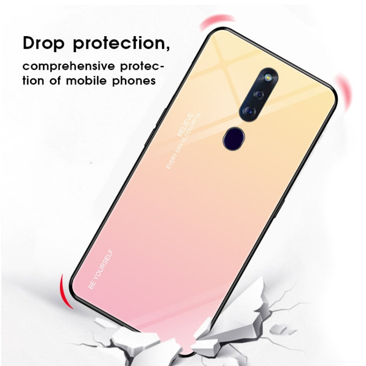 For OPPO F11 Pro Gradient Color Glass Case(Purple) - OPPO Cases by buy2fix | Online Shopping UK | buy2fix
