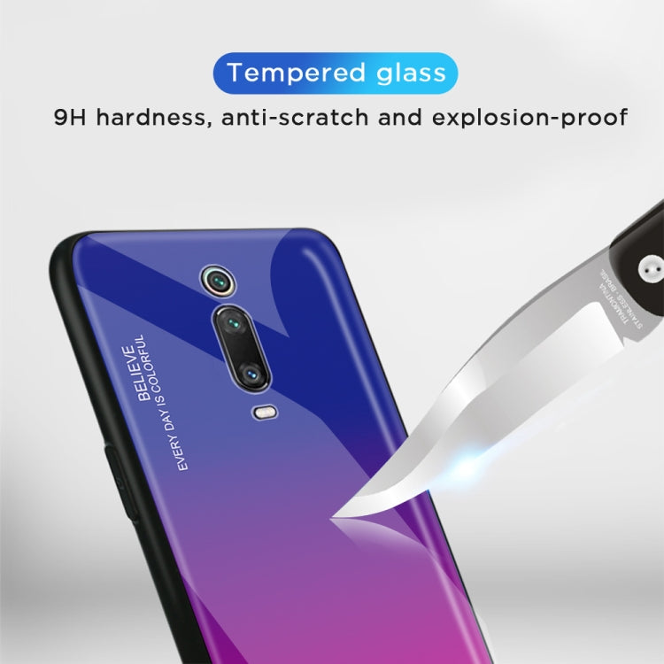 For Xiaomi Redmi K20 / K20 Pro / Mi 9T / Mi 9T Pro Gradient Color Glass Case(Red) - Xiaomi Cases by buy2fix | Online Shopping UK | buy2fix