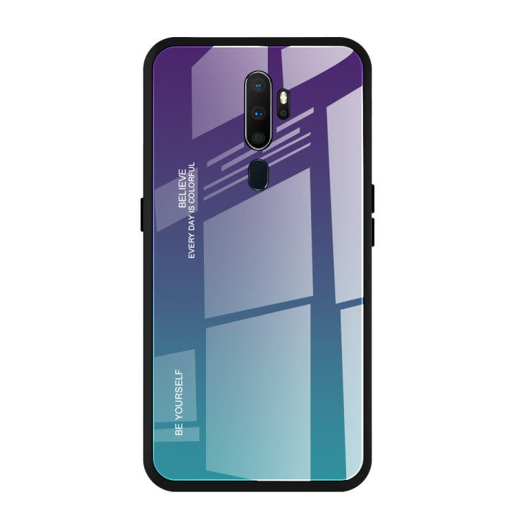 For OPPO A9 (2020) Gradient Color Glass Case(Purple) - OPPO Cases by buy2fix | Online Shopping UK | buy2fix