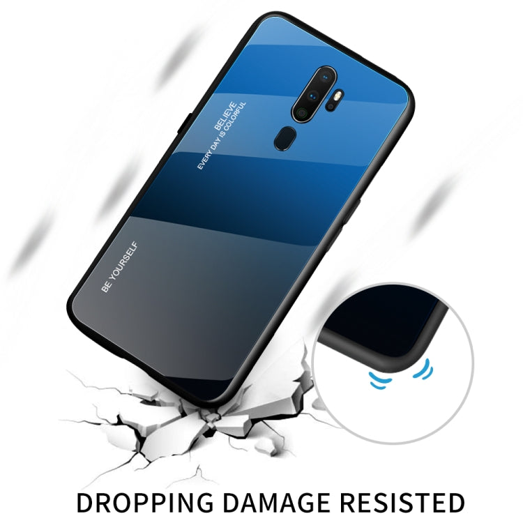 For OPPO A9 (2020) Gradient Color Glass Case(Purple) - OPPO Cases by buy2fix | Online Shopping UK | buy2fix