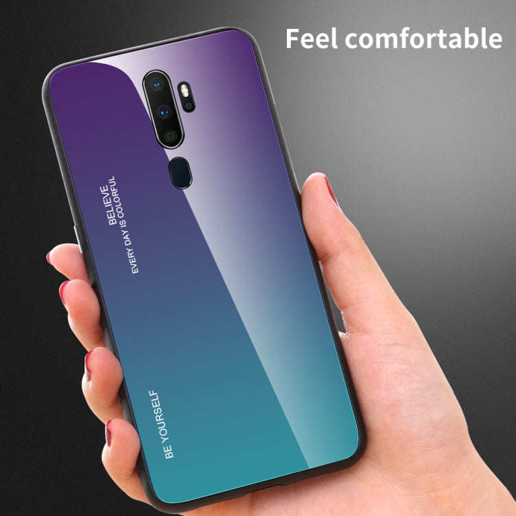 For OPPO A9 (2020) Gradient Color Glass Case(Purple) - OPPO Cases by buy2fix | Online Shopping UK | buy2fix