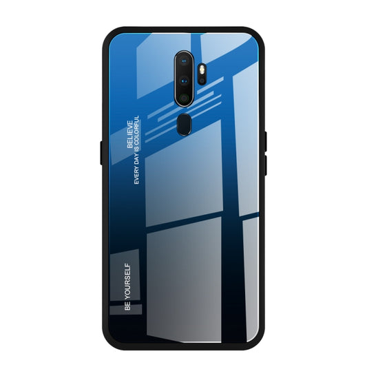 For OPPO A9 (2020) Gradient Color Glass Case(Blue) - OPPO Cases by buy2fix | Online Shopping UK | buy2fix