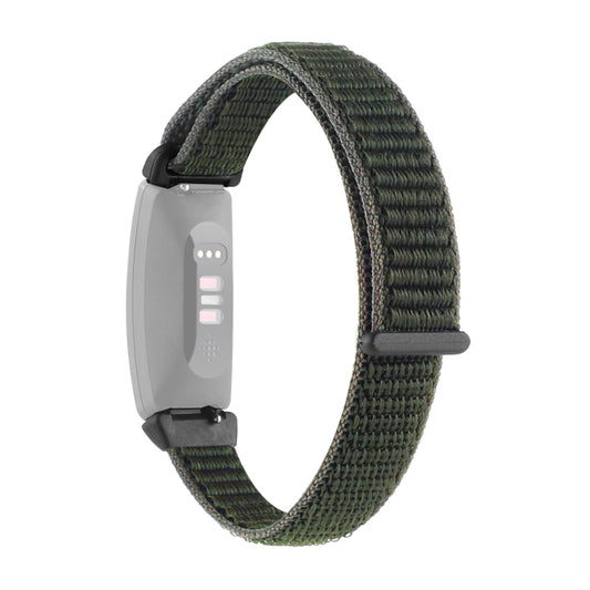 For Fitbit Inspire 2 Nylon Loop Strap Watch Band(Army Green) - Watch Bands by buy2fix | Online Shopping UK | buy2fix