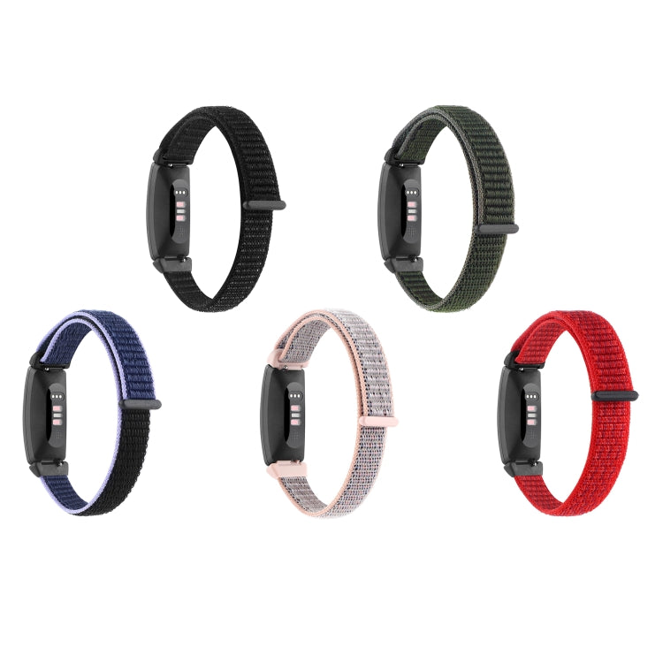 For Fitbit Inspire 2 Nylon Loop Strap Watch Band(Army Green) - Watch Bands by buy2fix | Online Shopping UK | buy2fix