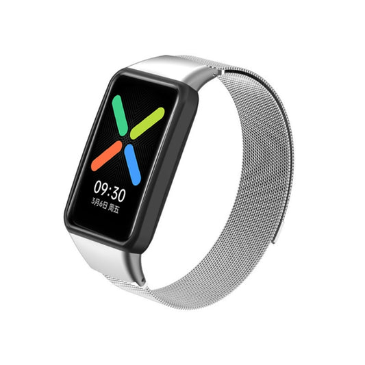 For OPPO Watch Free NFC Milan Magnetic Metal Watch Band(Silver) -  by buy2fix | Online Shopping UK | buy2fix